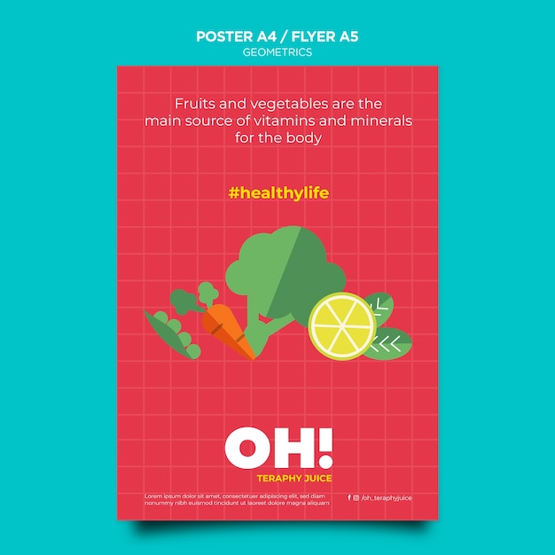 Free PSD vertical flyer template for fruit smoothies recipes