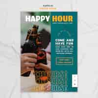 PSD gratuito modello di volantino verticale per l'happy hour