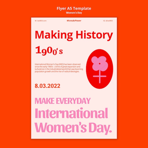 Free PSD vertical flyer template for international women's day