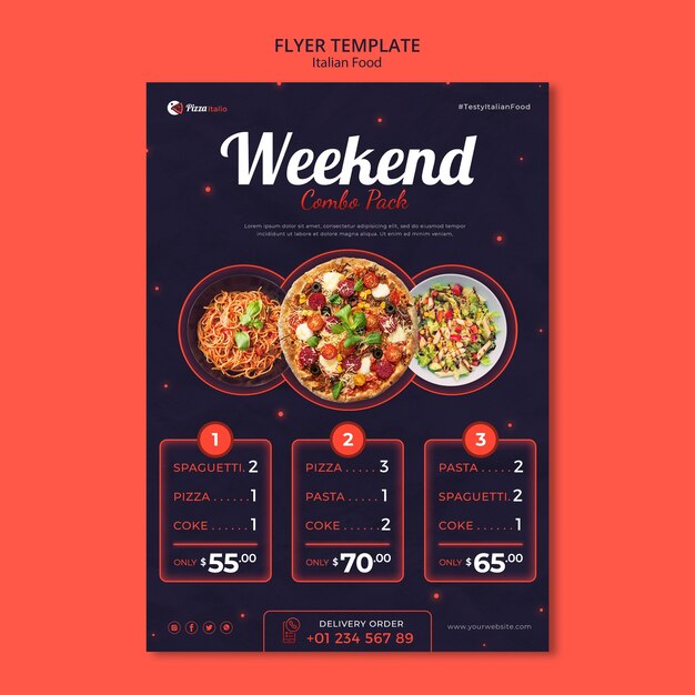 Vertical flyer template for italian food restaurant