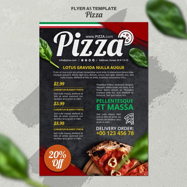 Vertical flyer template for italian pizza restaurant