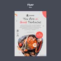 Free PSD vertical flyer template for japanese cuisine restaurant