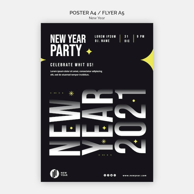 Vertical flyer template for new year party