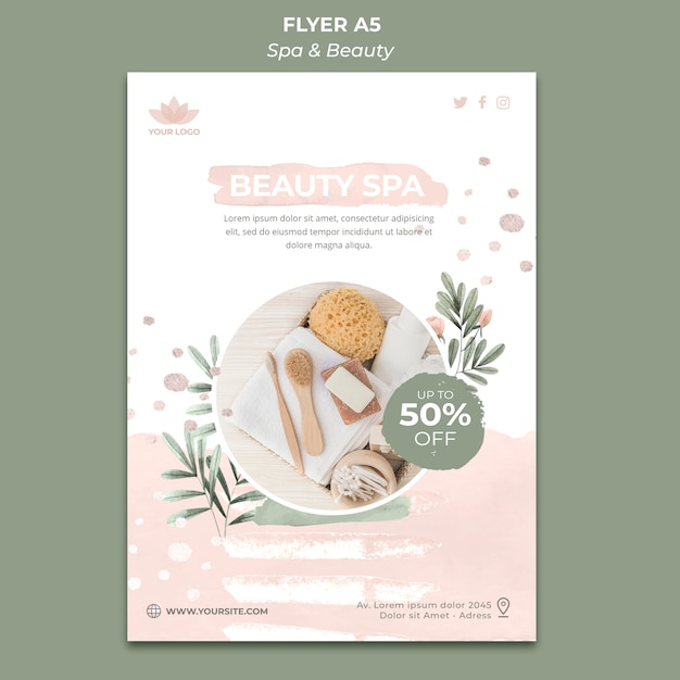 Free PSD vertical flyer template for spa and relaxation