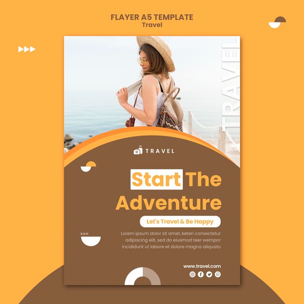 Vertical flyer template for traveling with woman