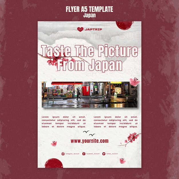 Free PSD vertical flyer template for visiting japan