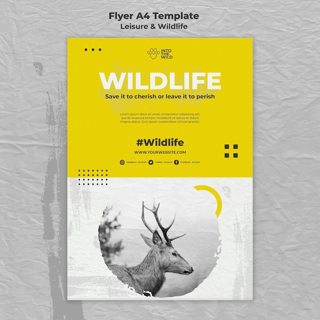 Free PSD vertical flyer template for wildlife and environment protection