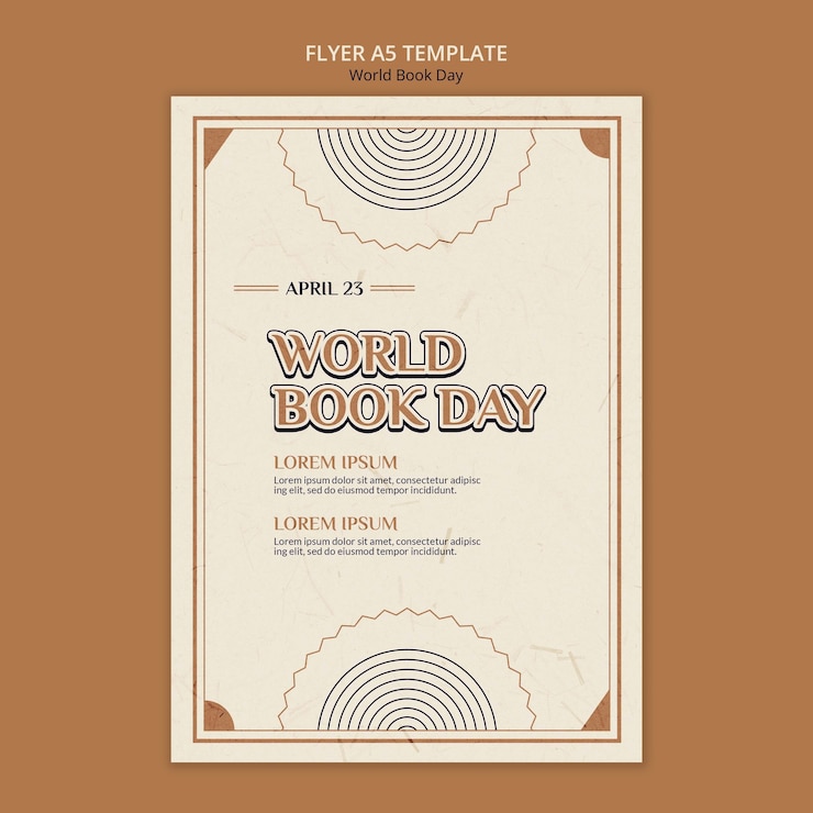 Free PSD vertical flyer template for world book day celebration