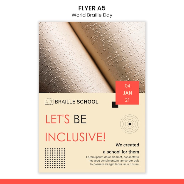 Free PSD vertical flyer template for world braille day