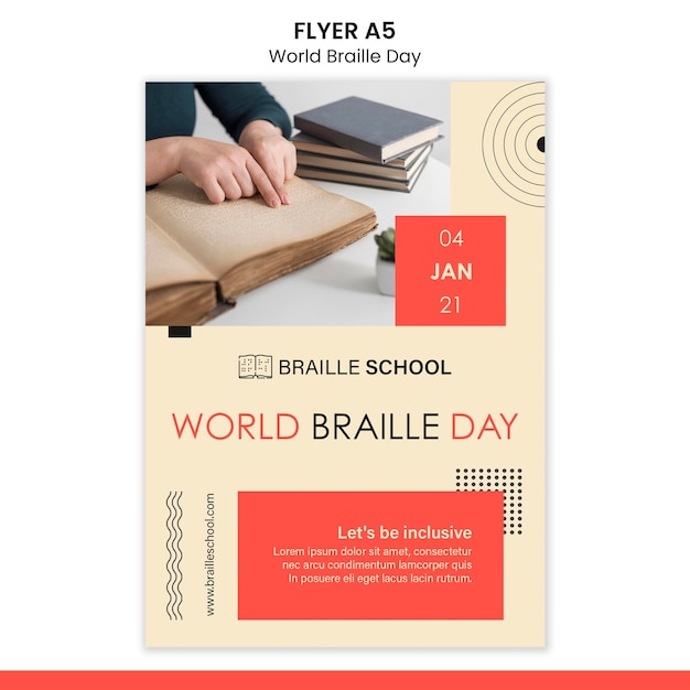 Vertical flyer for world braille day