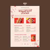 Free PSD vertical menu template for hot dog comfort food