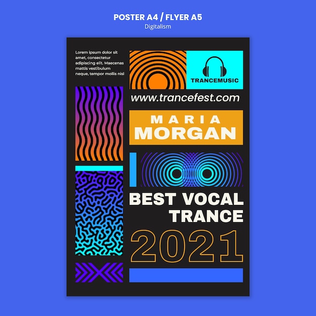 Free PSD vertical poster for 2021 trance music fest