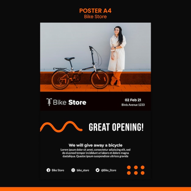 Free PSD vertical poster for bike store