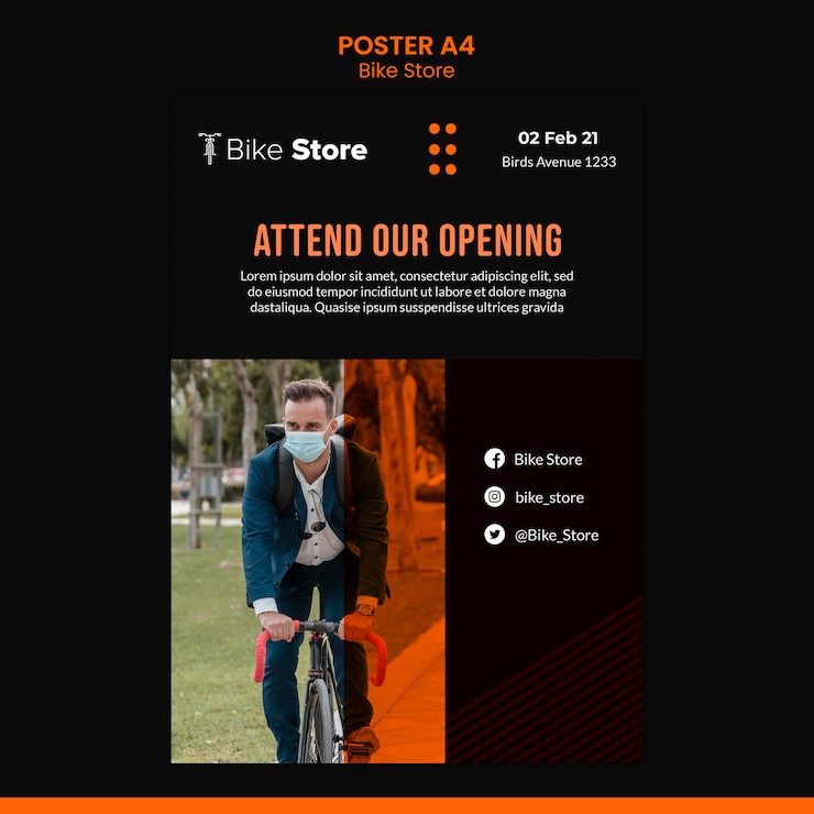 Free PSD vertical poster for bike store