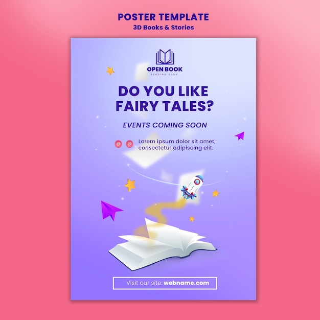 Free PSD vertical poster for books with stories and letters