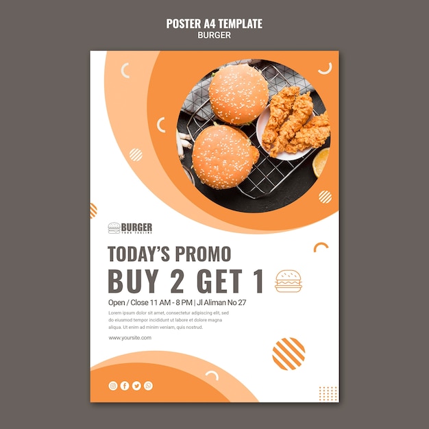 Vertical poster for burger restaurant