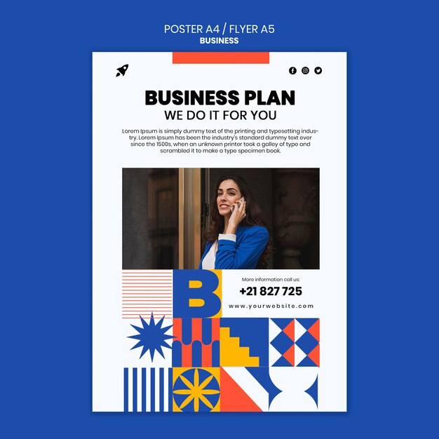 Vertical poster for business with elegant woman Free Psd