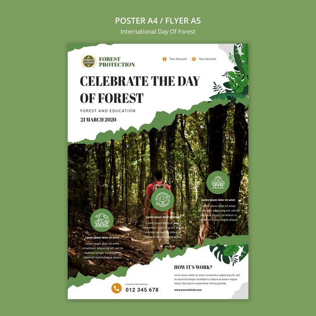 Poster verticale per il giorno della foresta con la natura