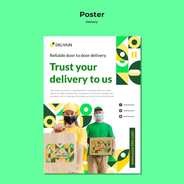 Free PSD vertical poster for delivery company