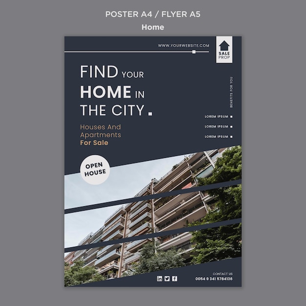 PSD gratuito poster verticale per trovare la casa perfetta