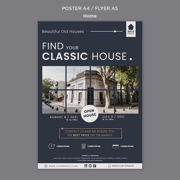 Free PSD vertical poster for finding the perfect home