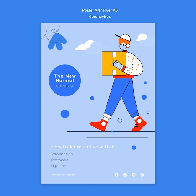 無料PSD コロナウイルスの新しい通常のライフスタイルの垂直ポスター