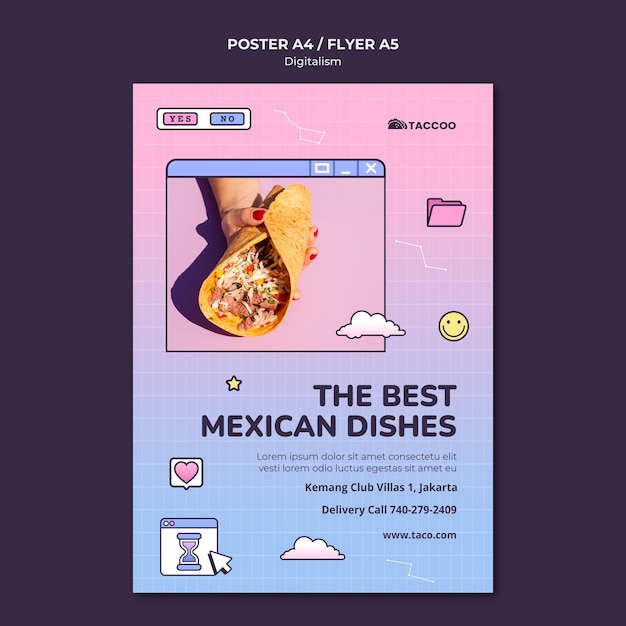 무료 PSD 멕시코 음식 레스토랑의 세로 포스터