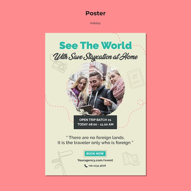 Бесплатный PSD Вертикальный плакат для отпуска в виртуальной реальности