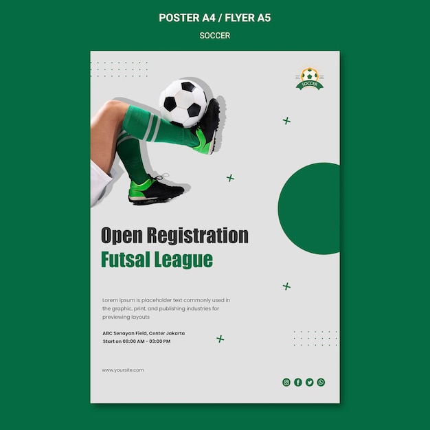 Бесплатный PSD Вертикальный плакат женской футбольной лиги