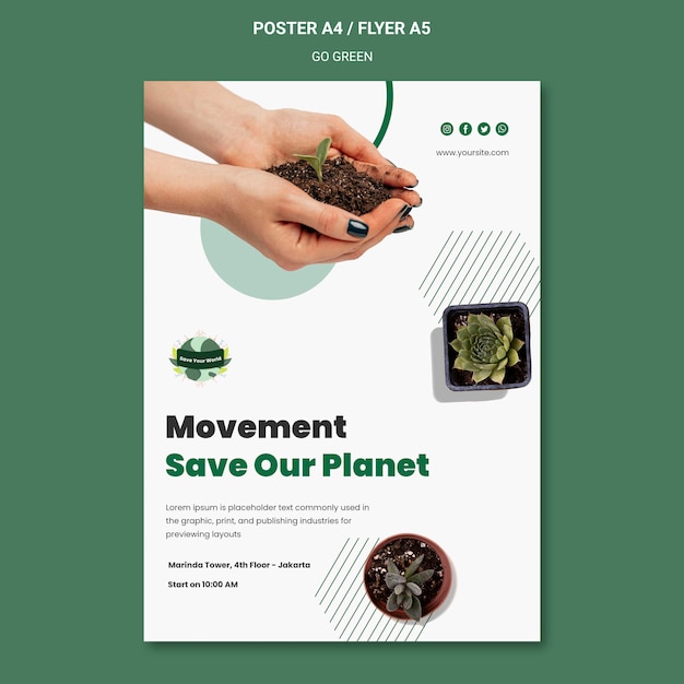 Free PSD vertical poster for going green and eco-friendly