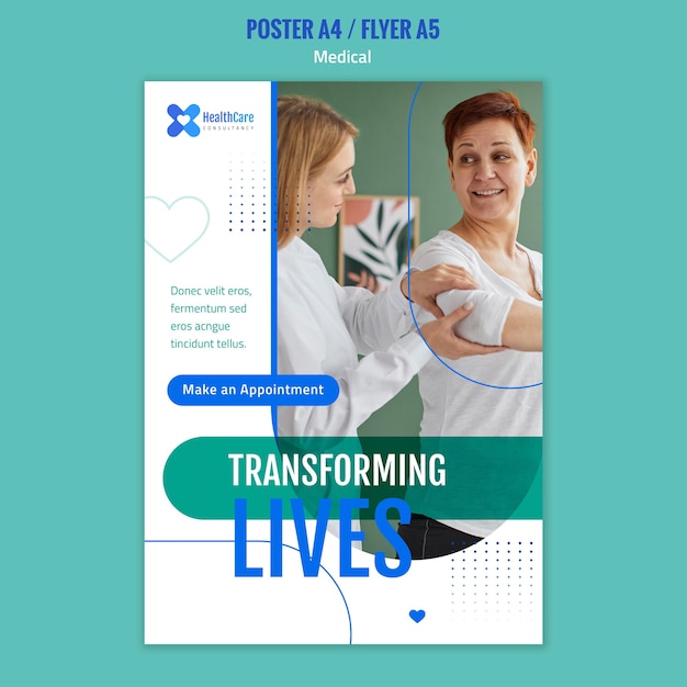 Free PSD vertical poster for healthcare