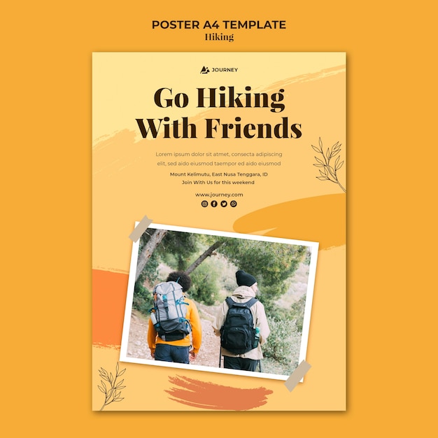 Free PSD vertical poster for hiking