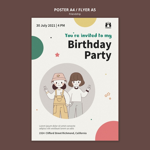 Free PSD Template: Vertical poster design for International Friendship Day with friends