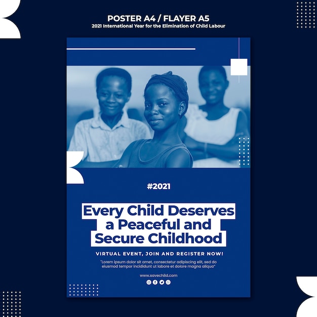 児童労働撲滅のための国際年の縦型ポスター