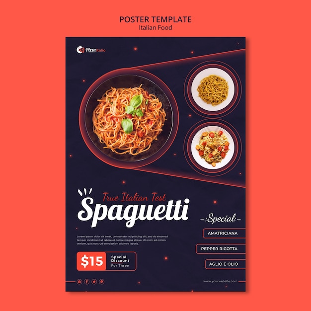 Free PSD vertical poster for italian food restaurant