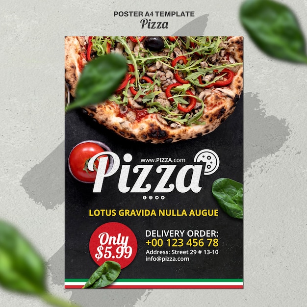 Free PSD vertical poster for italian pizza restaurant