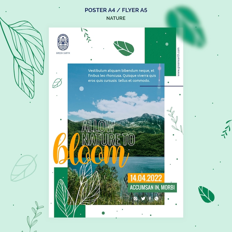 Free PSD vertical poster for nature with wild life landscape