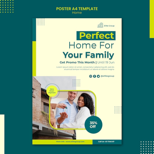 Free PSD vertical poster for new family home
