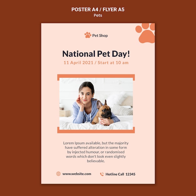 Free PSD vertical poster for pet adoption
