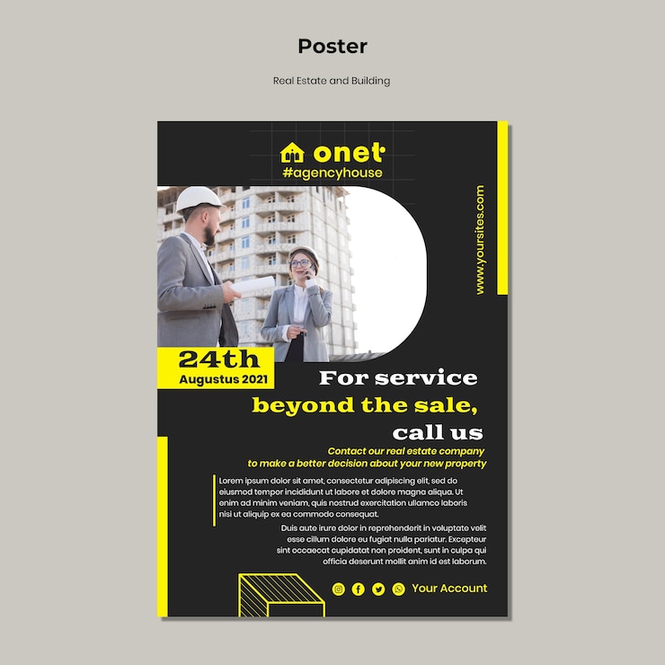 Free PSD vertical poster for real estate and building