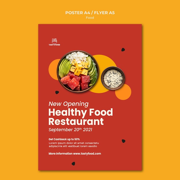 Vertical poster for restaurant with bowl of healthy food