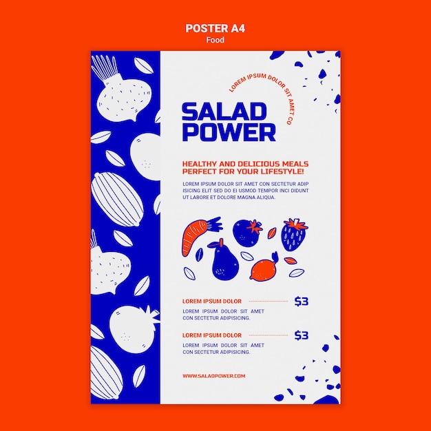 Free PSD vertical poster for salad power