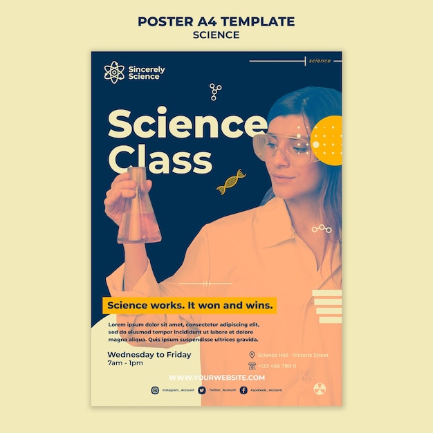 PSD gratuito poster verticale per lezione di scienze