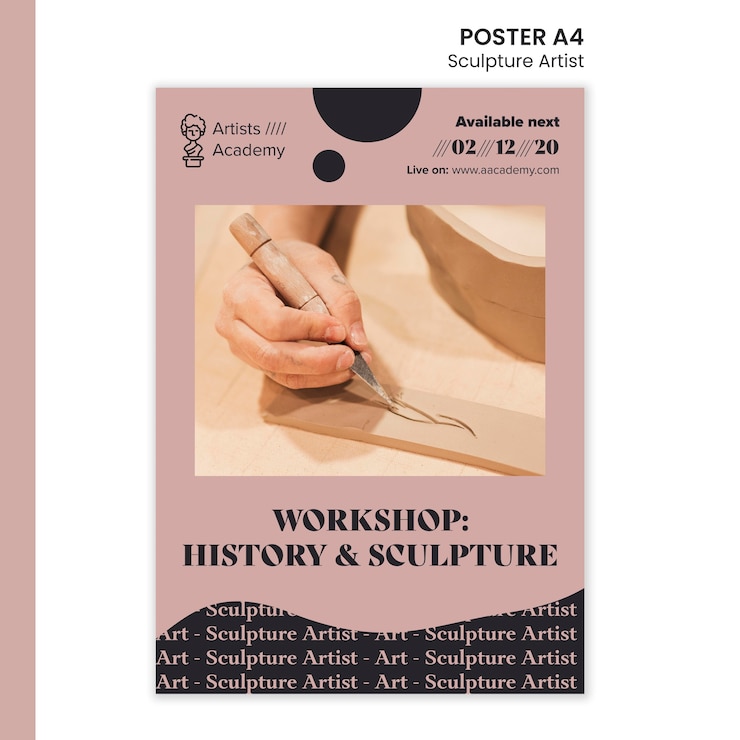 Free PSD vertical poster for sculpture workshop