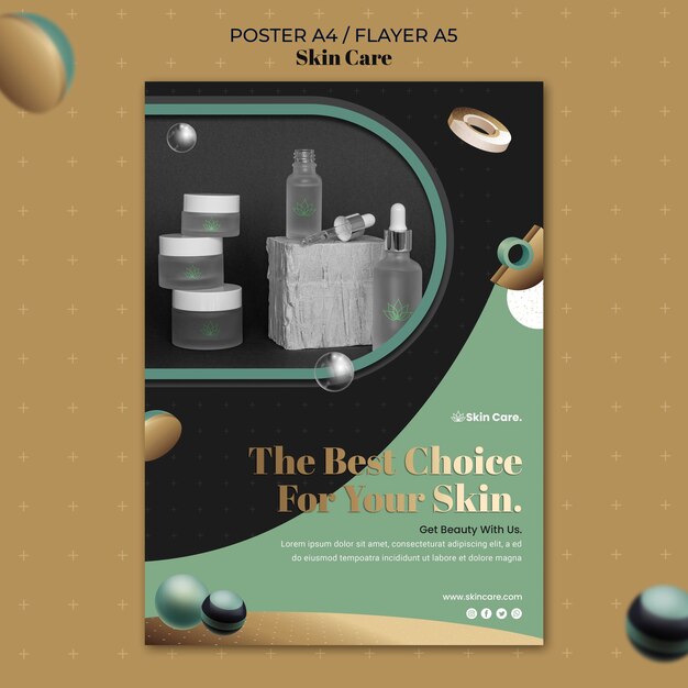 PSD gratuito poster verticale per prodotti per la cura della pelle