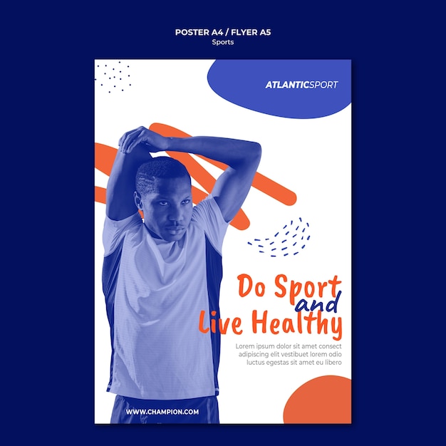 Free PSD vertical poster for sports with man