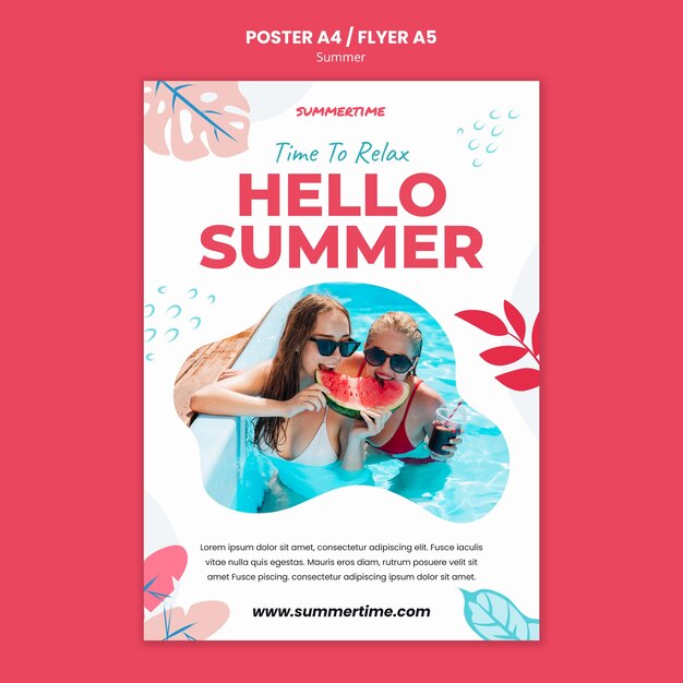 プールで夏の楽しみのための垂直ポスター