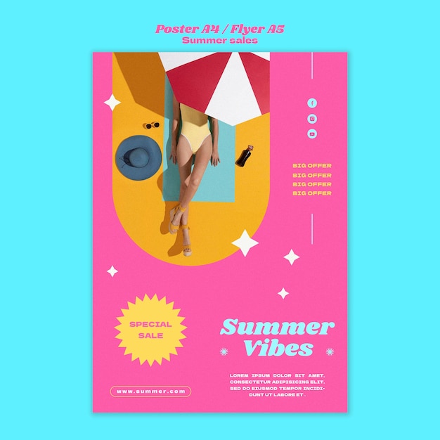 Free PSD vertical poster for summer sale