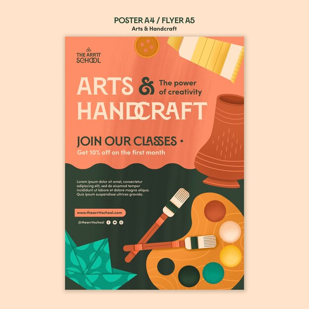 vertical poster template for arts and crafts classes