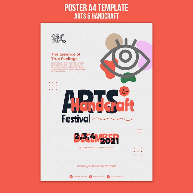 Vertical poster template for arts and crafts festival